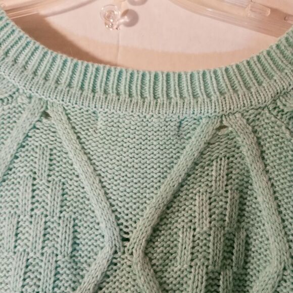 Lime Green Plus Size V-neck Long Sleeve Heavy Cable Knit Pullover Sweate… - Picture 4 of 7